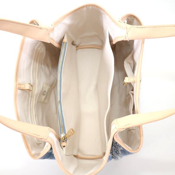 Spartina 449 Blue and Tan Tote with Floral Lace - Picture 6 of 10